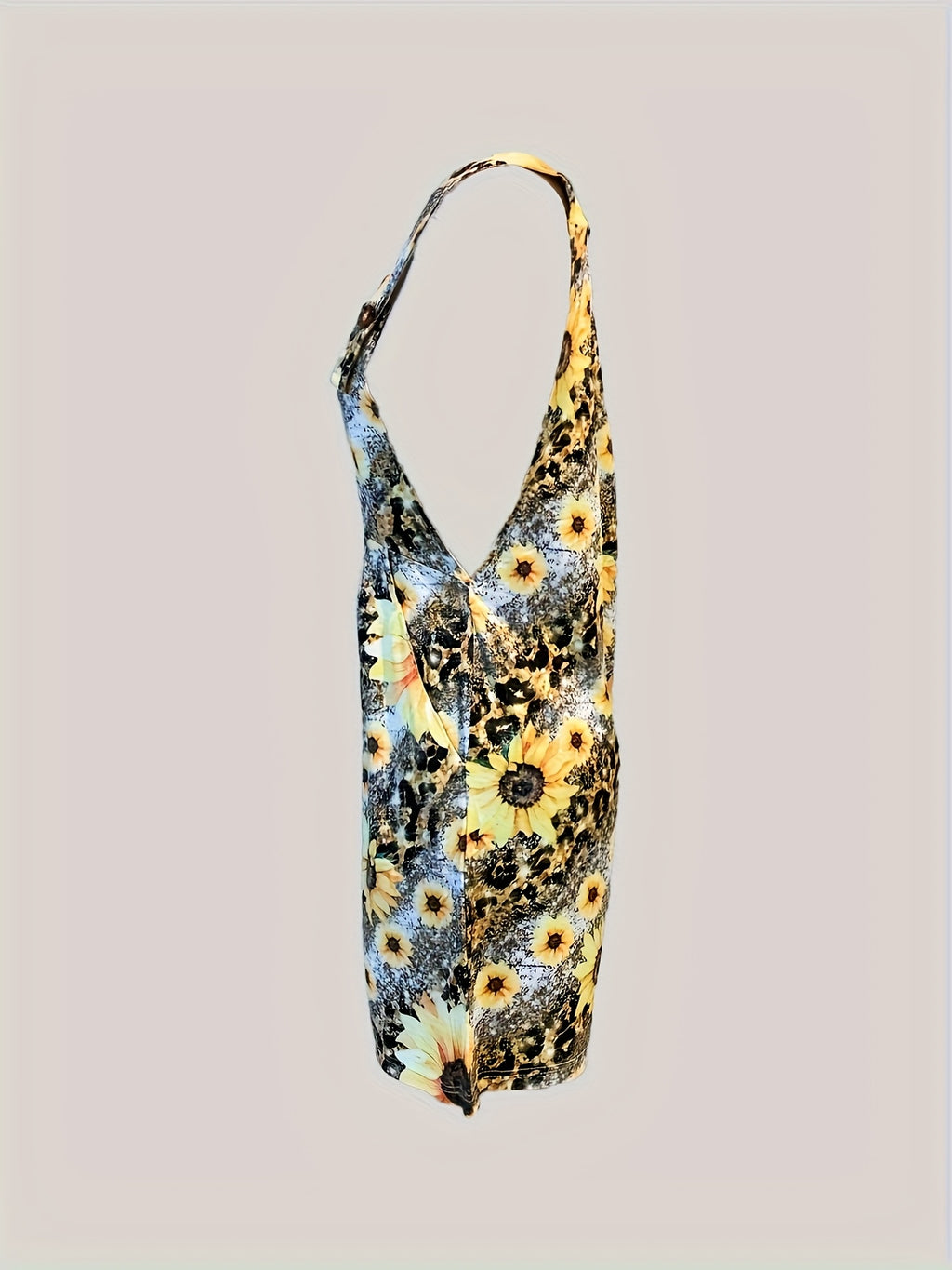 Sunflower Print Short Jumpsuit for Women Summer Casual Resort Style Romper Vacation Outfit S-XXL