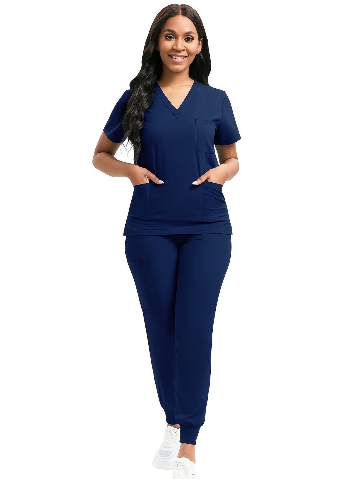 Women Scrub Set V-Neck Top & Jogger Pants 2pcs Nursing Uniform Suit Workwear for Hospital Dental Clinic Pet Clinic | Mira Roam
