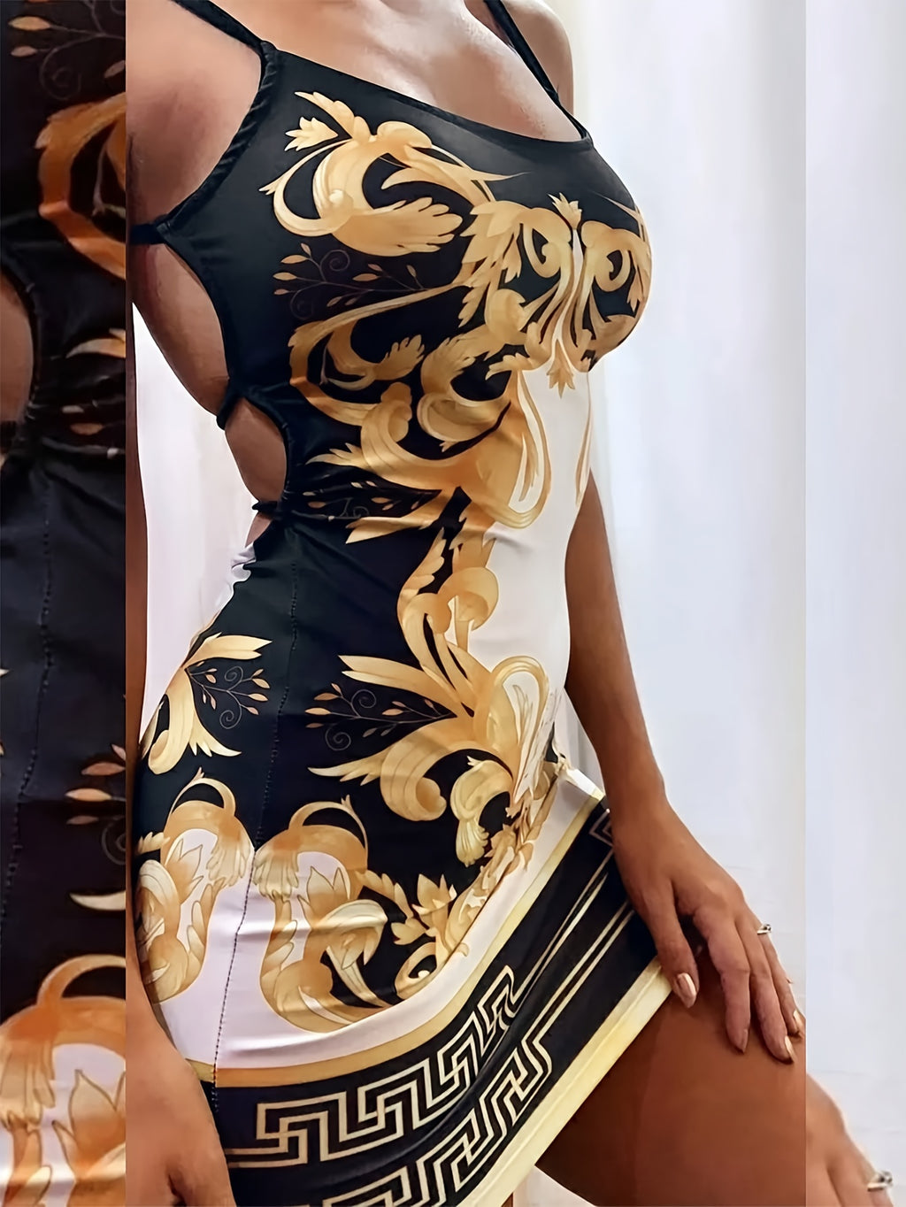Halter Dress for Women Printed Backless Sexy Fitted Spring Summer Going-Out Dress Stretchy Lightweight Party