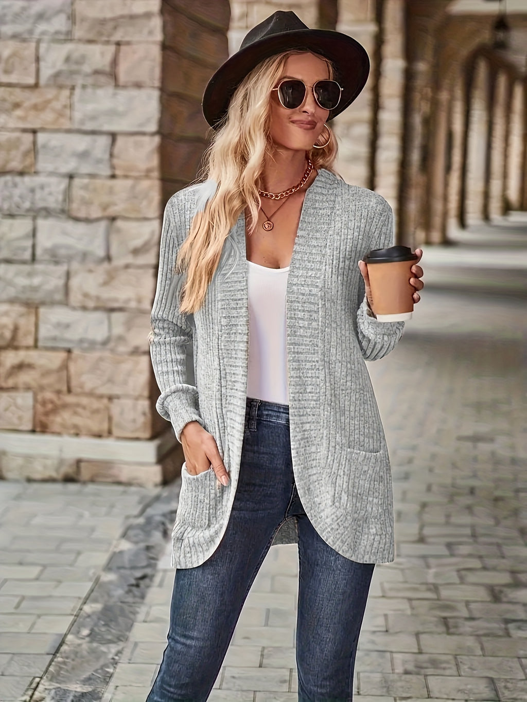 Cardigan Collar Loose Blouse Women Knit Pocket Long Sleeve Solid Color Casual Elegant Top 10 Colors Stretch Everyday Wear S-XXL