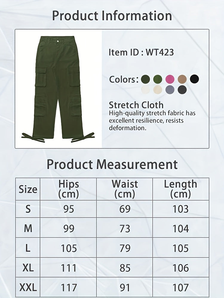 Low Waist Cargo Denim Pants Women Street Hip-Hop Style Multi Pocket Wide Leg Workwear Casual Jeans Apricot Grey Khaki S-XXL