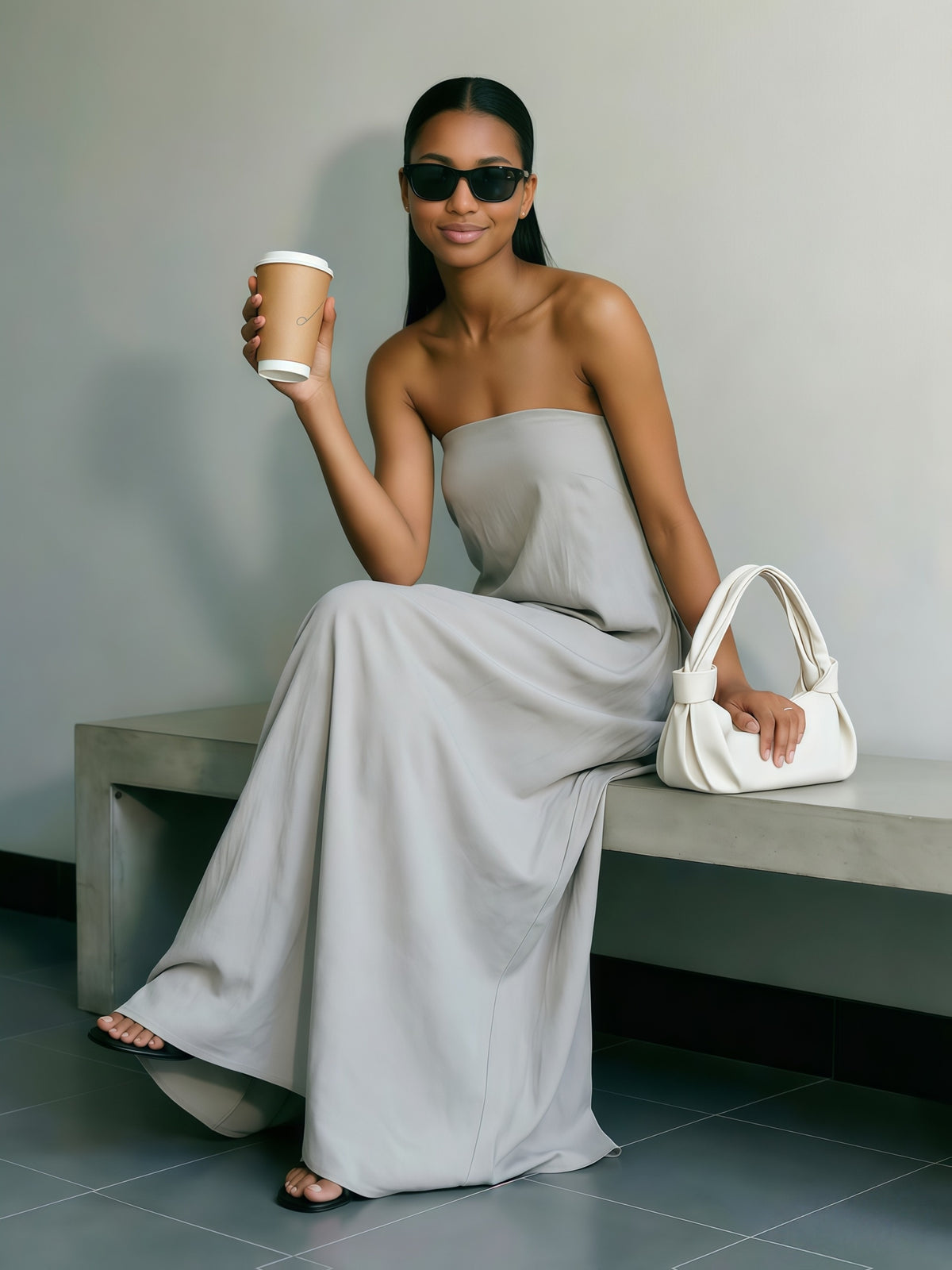 Women's Linen Beach Sundress Backless Sleeveless Wrap High Waist A-Line Flowy Casual Summer Vacation Dress