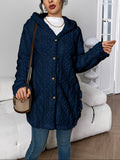 Hooded Fuzzy Coat Women Mid-Length Jacket with Buttons Soft Warm Fleece Fall Winter Outerwear 5 Colors S-XXL