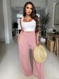 Palazzo Wide Leg Pants Women Drawstring Waist with Pockets Super Long Loose Fit Lounge Trousers All Season Machine Washable Soft