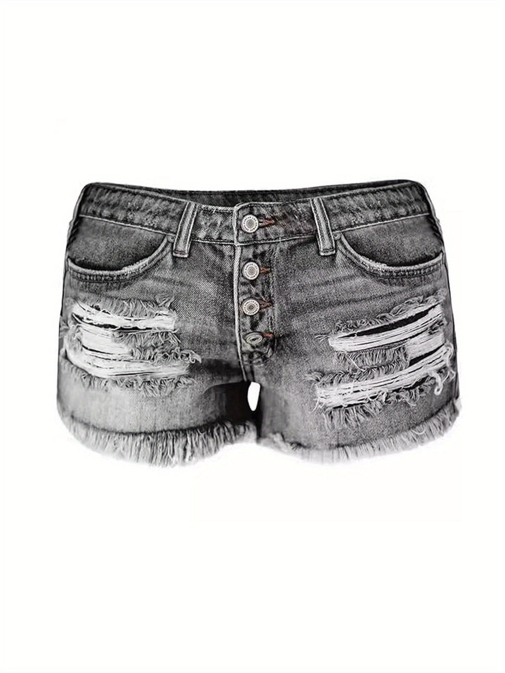 Women Ripped Stretch Denim Shorts Mid Rise Straight Leg Frayed Hem Casual Summer Hot Pants 85% Polyester Machine Washable | Mira Roam