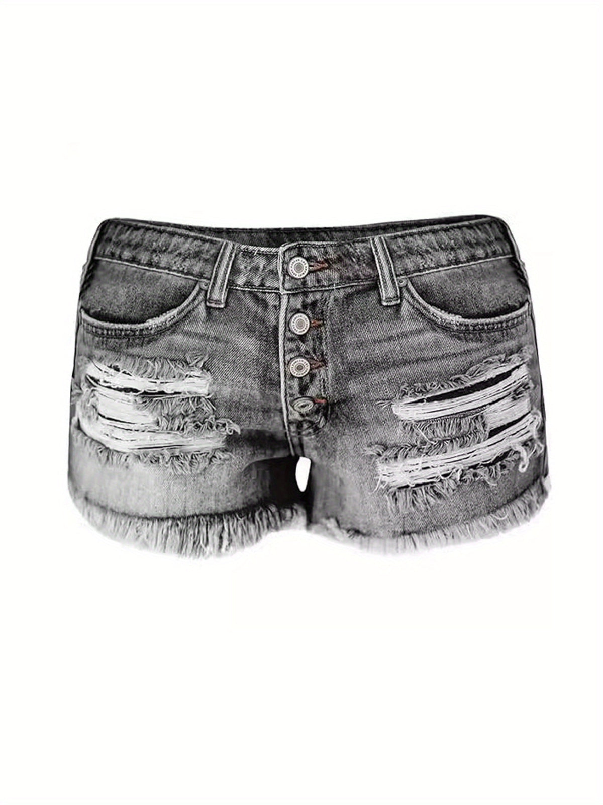 Women Ripped Stretch Denim Shorts Mid Rise Straight Leg Frayed Hem Casual Summer Hot Pants 85% Polyester Machine Washable | Mira Roam
