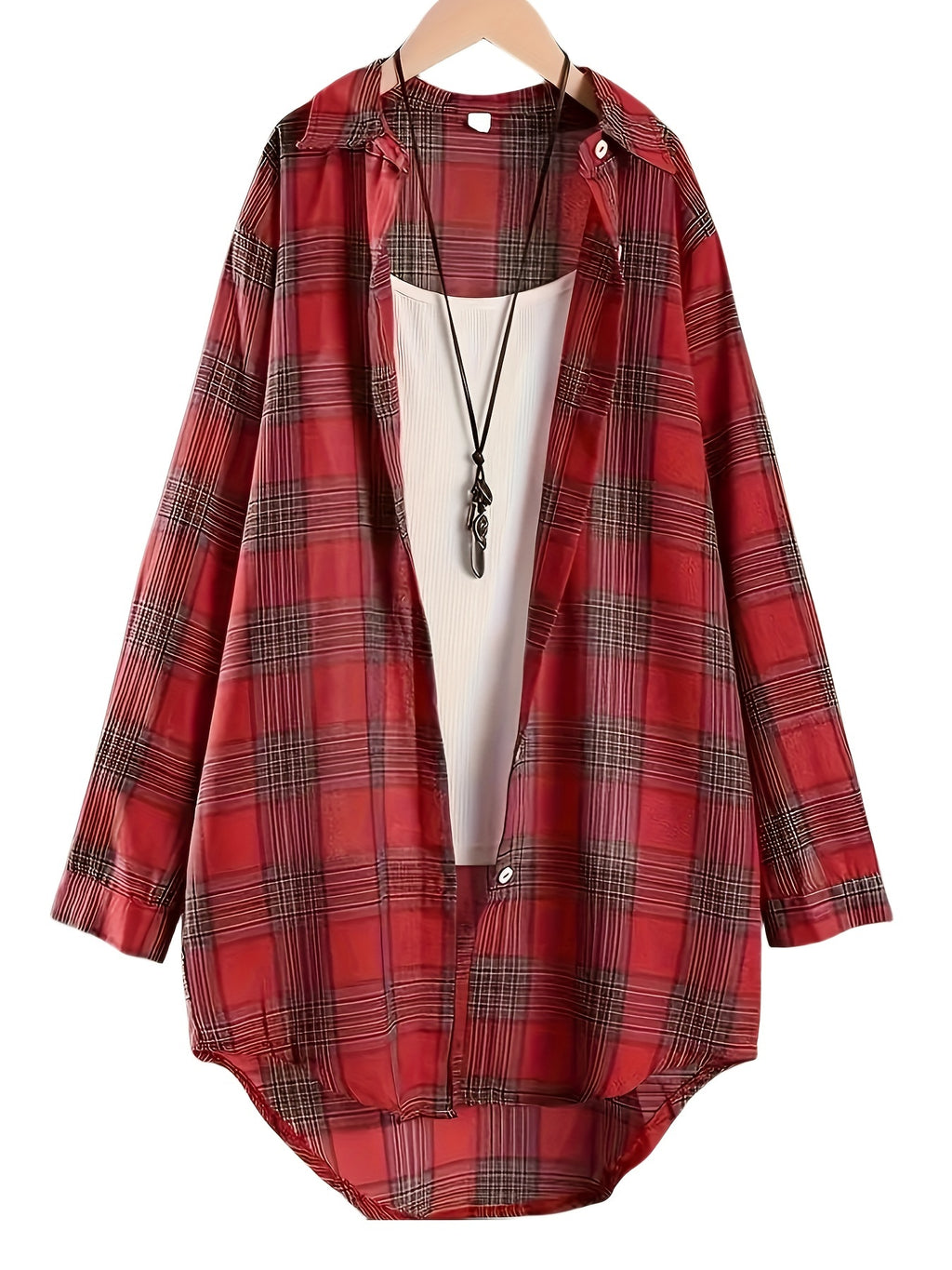 Women's Plaid Shirt Loose Fit Mid-Length All Season Casual Daily Wear Commute Holiday Outing Top