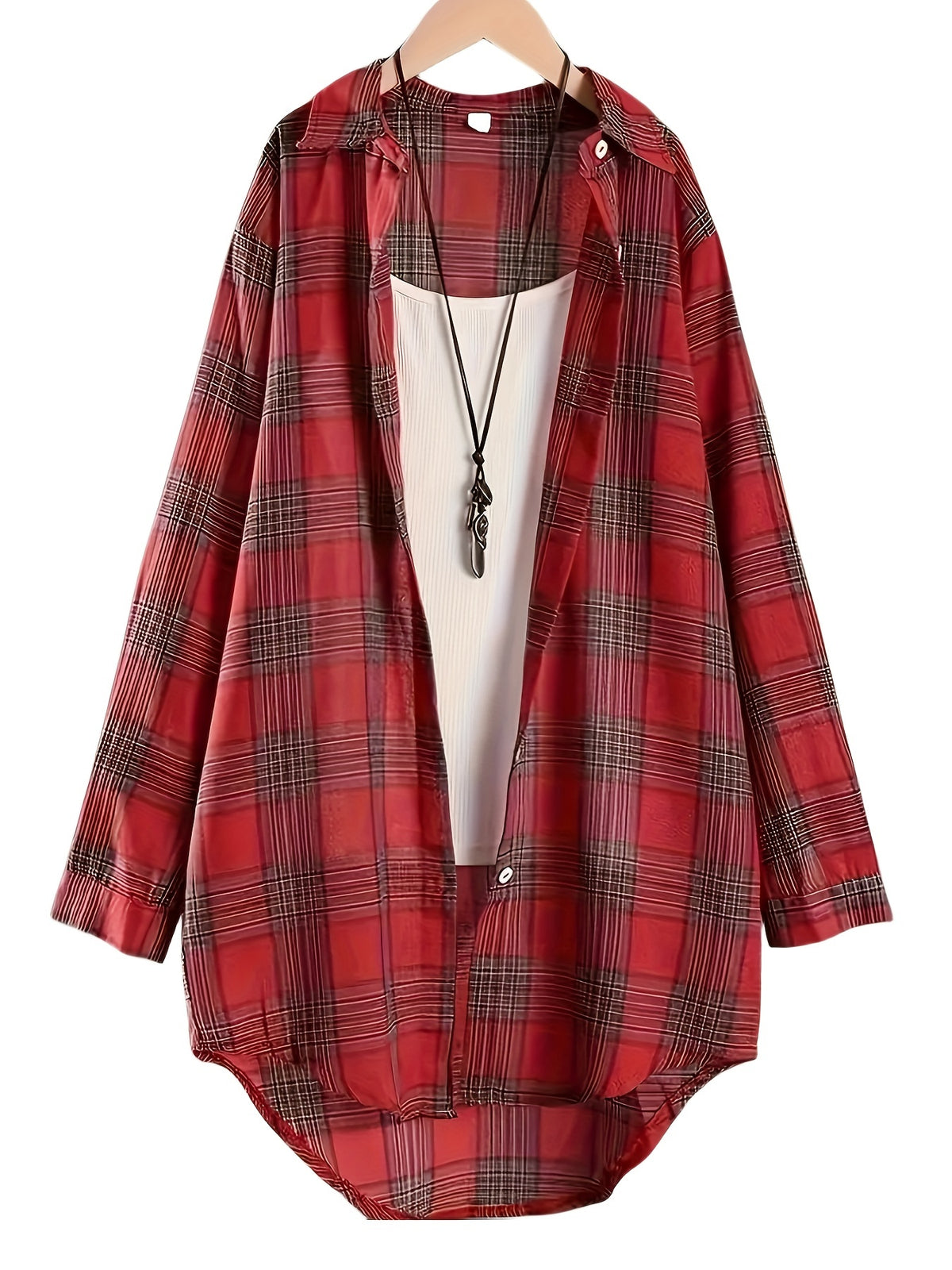 Women's Plaid Shirt Loose Fit Mid-Length All Season Casual Daily Wear Commute Holiday Outing Top