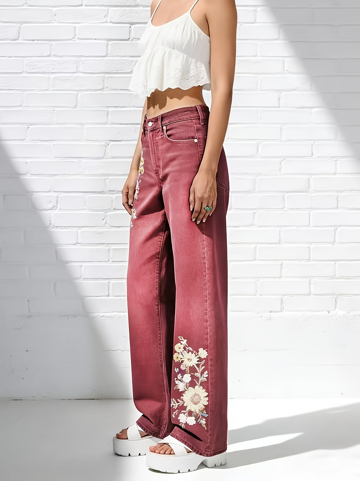 Women's High-Waisted Light Wash Stretch Straight Jeans Machine Washable Casual Pants Multi-Color S-XXL