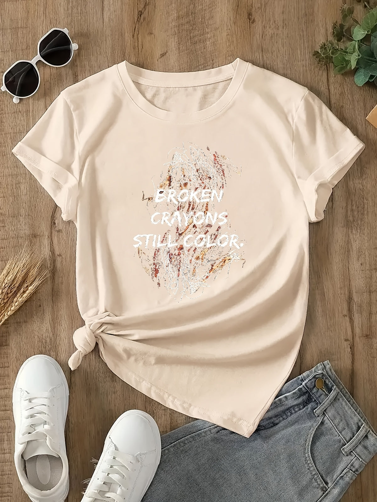 Illustration Drawing Print T-Shirt Women Crew Neck Short Sleeve Casual Graphic Tee 180gsm Polyester Medium Stretch Lightweight Spring Summer Top S-XXL