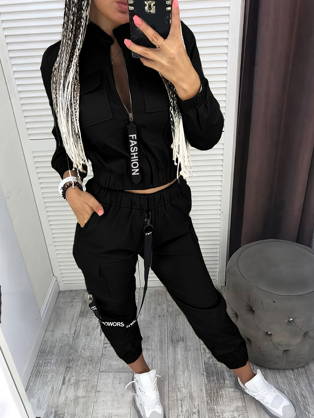 Multi-Pocket Utility Two Piece Set Women Sporty Casual Suit Workwear Style Elastic Waist Lightweight Breathable Outfit S-XXL 6 Colors