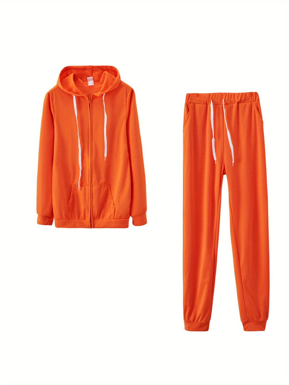 Women's Zip-Up Hoodie Jogger Set 2 Piece Tracksuit Sweatsuit Casual Solid Color Sweatpants Outfit S-XXL
