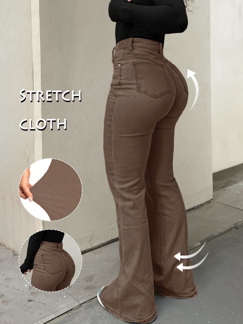 Women's Y2K Straight Leg Denim Pants High Elastic Vintage Street Style Solid Color Long Jeans Versatile Trendy Fashion Bottoms