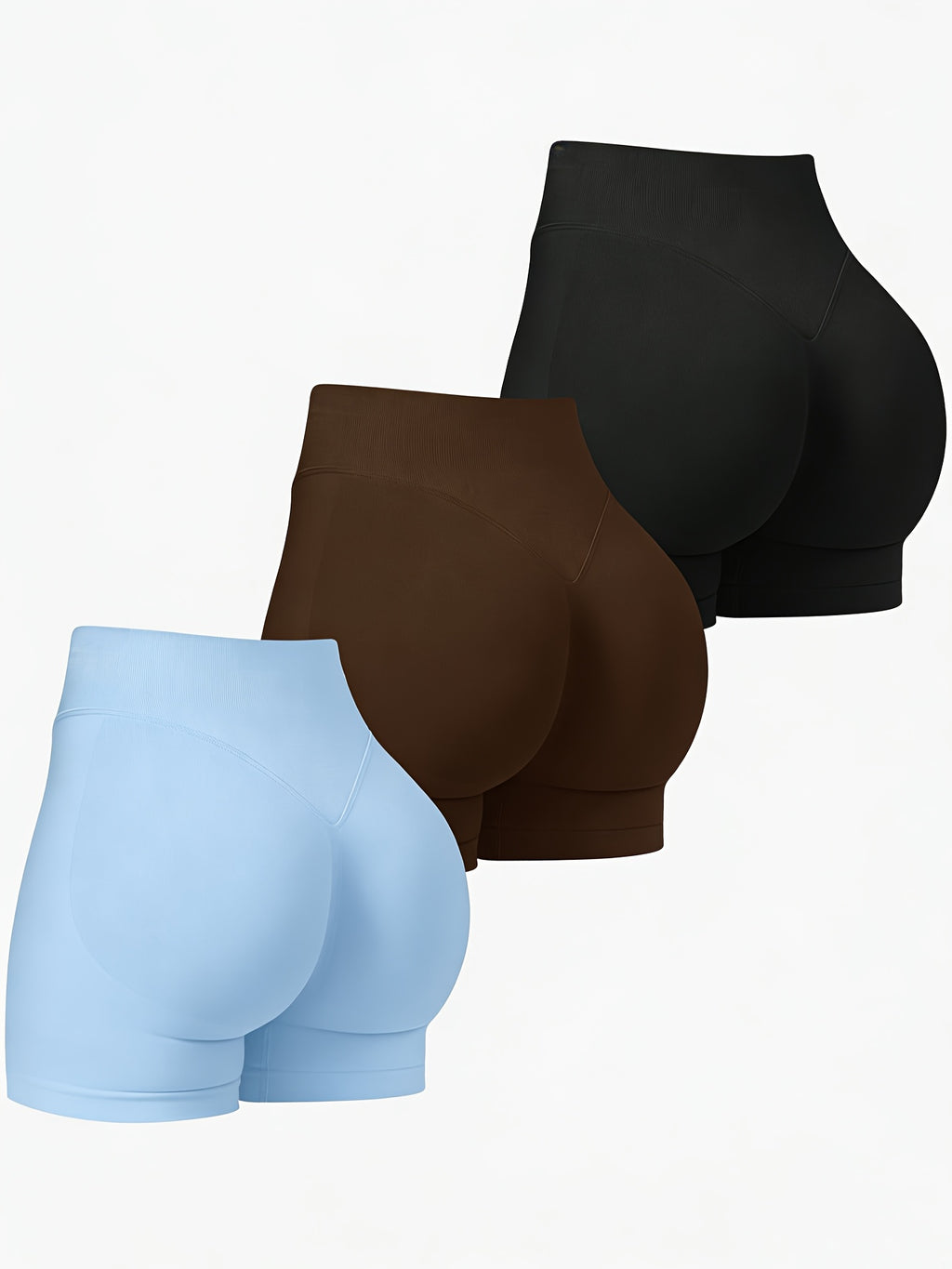 High Waist Booty Shorts Women 3-Pack Stretch Exercise Hot Shorts Sexy Solid Color Four Seasons Casual Gym Workout