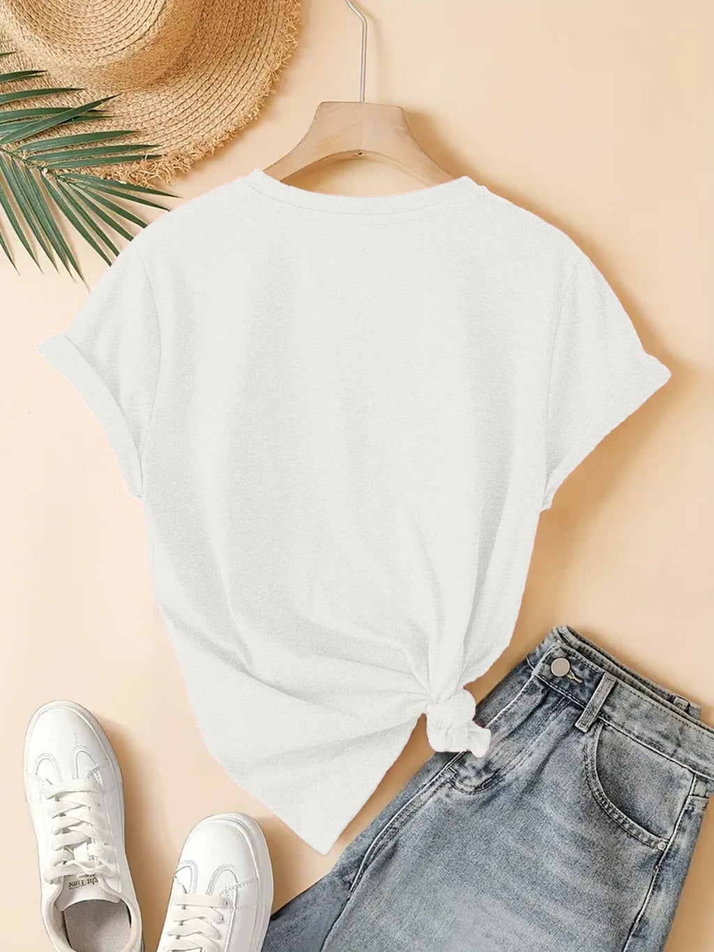 Bohemian Slogan Print T-Shirt Women Crew Neck Short Sleeve Casual Graphic Tee Viscose Blend Minimalist Spring Summer Fall Top S-XXL