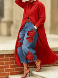 White Maxi Shirt Duster Women Long Sleeve Lapel Collar Open Front Loose Casual Layering Outerwear Cardigan Coat for Women