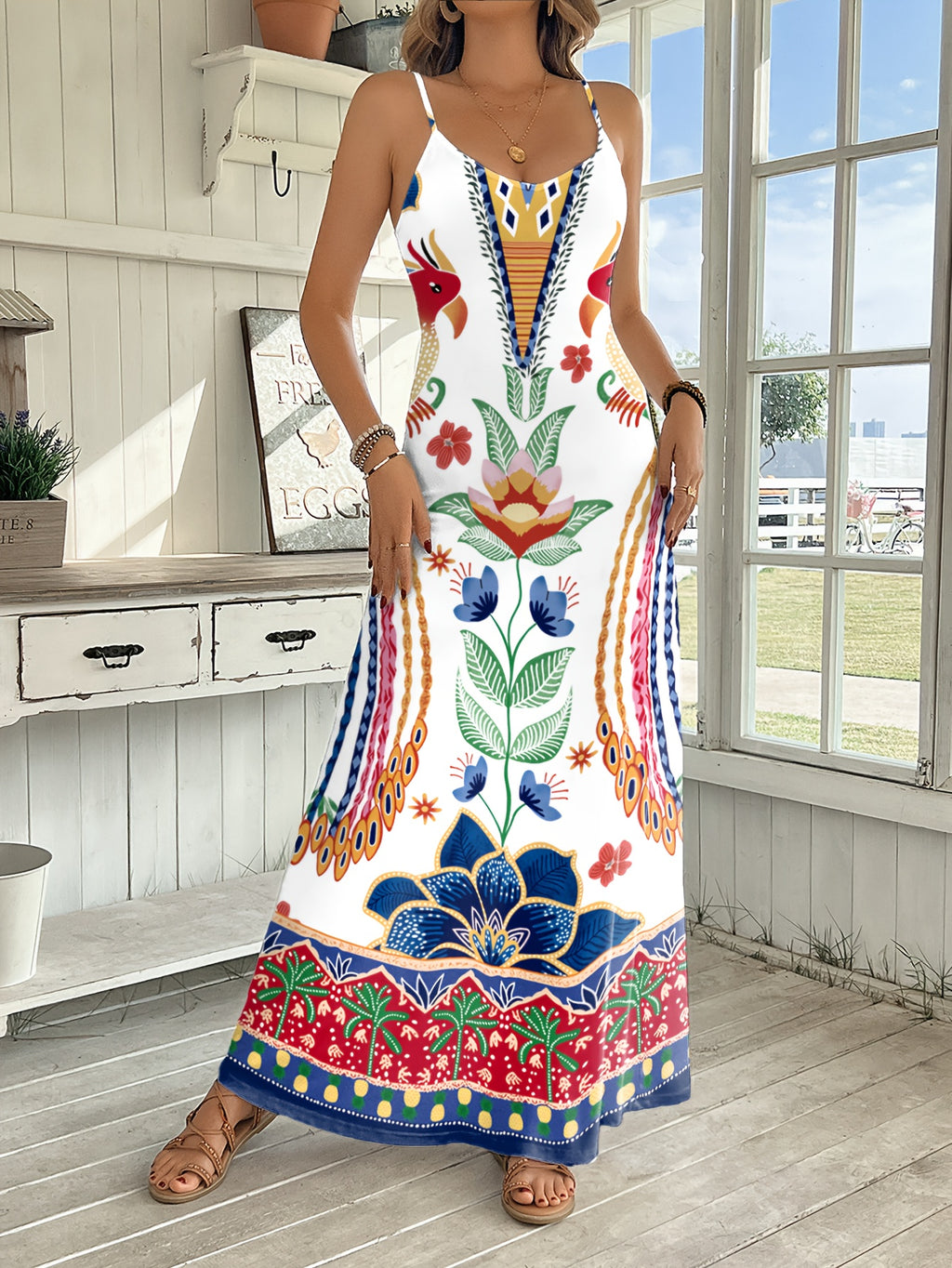 Animal Print Suspender Maxi Dress Women V-Neck Loose Trapeze Long Dress Stretch Boho Spring Summer Spaghetti Strap Dress S-XXL