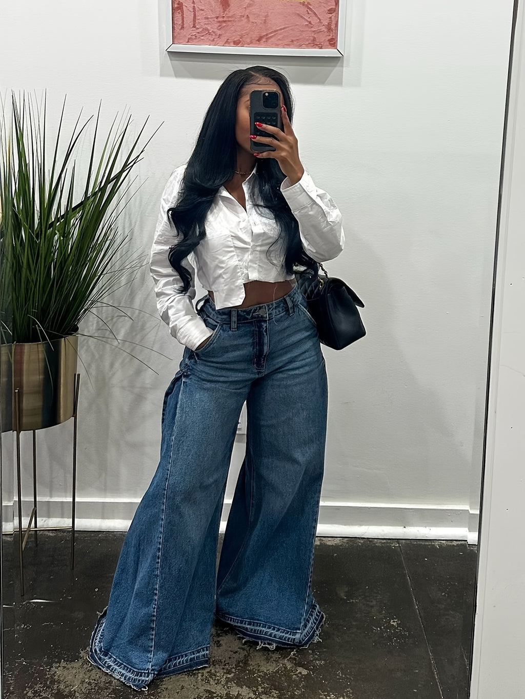Wide Leg Jeans Women High Waist Flared Denim Pants Baggy Loose Fit Frayed Raw Hem Casual Streetwear All-Season S-XXL