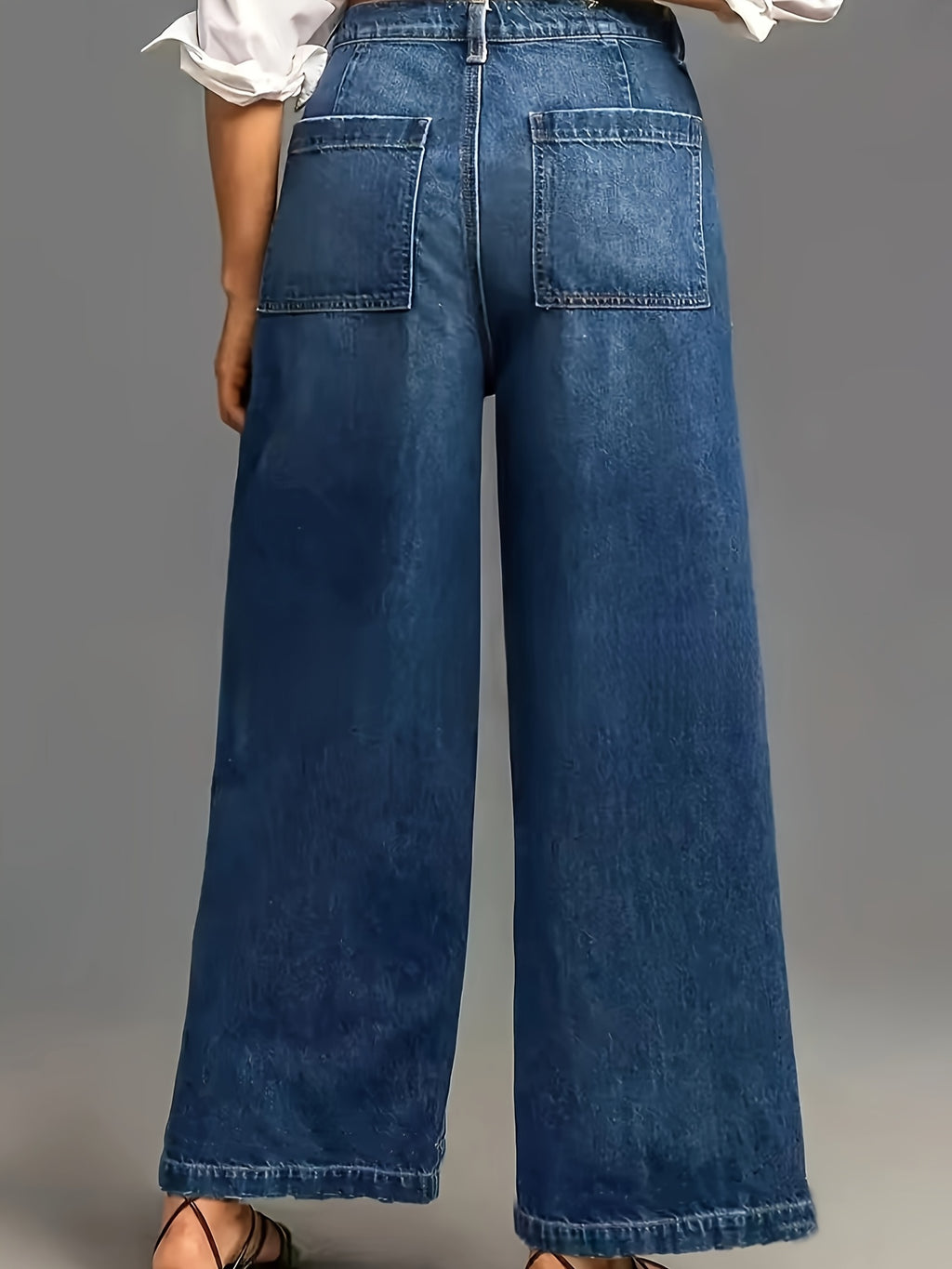 Wide-Leg Jeans Women High Waist Vintage Wash Relaxed Fit Cargo Pocket Loose Denim Trousers Casual Streetwear Y2K Style