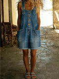 High Waist Denim Overall Shorts Women Loose Fit Short Length Slight Stretch Casual Summer Bib Overalls Spring S-XXL