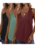 3-Pack V-Neck Tank Tops for Women | Loose Sleeveless Casual Blouse Set | Vacation Outfit Tops | Lightweight Spring Summer Shirts Women Fashion
