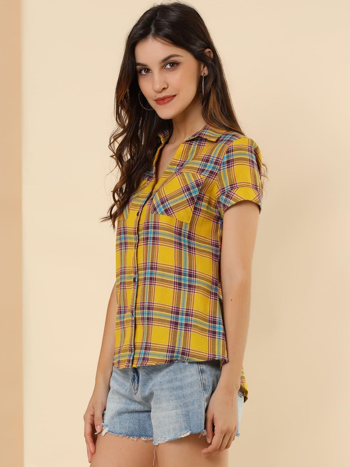 Western Plaid Button Shirt for Women | Classic Flannel Checkered Long Sleeve Top | Casual Country Style Blouse | Machine Washable Women's Plaid Shirt