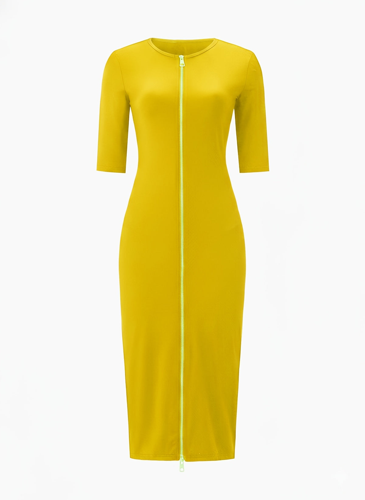 Women's Slim Fit Boat Neck Zipper Dress Short Sleeve Elegant Mid-Length Casual Dress Spring Summer Autumn