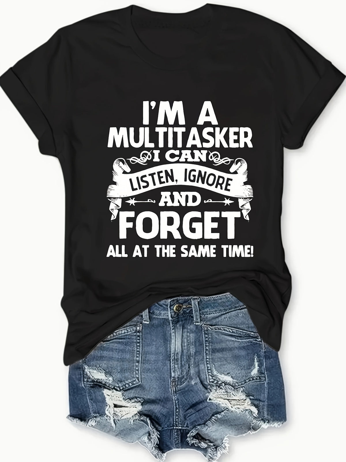 Letter Print Casual Tee Women Crew Neck Short Sleeve Graphic T-Shirt Loose Fit Spring Summer Everyday Top S-XXL