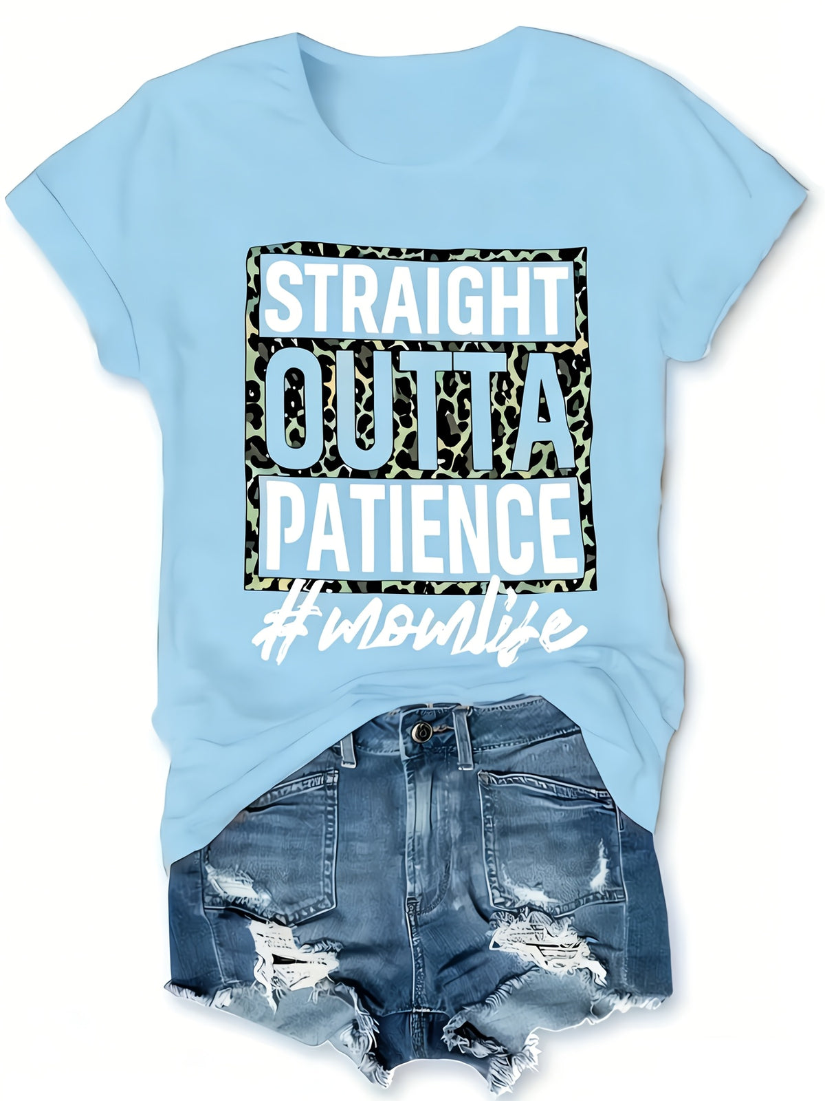 Patience Is Worn Out Slogan T-Shirt Women Crew Neck Short Sleeve Geometric Print Casual Graphic Tee Polyester Mid Stretch All Season Funny Statement Top S-XXL