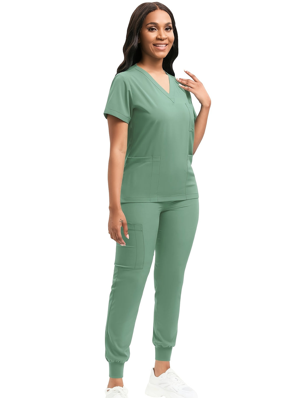 Women Scrub Set V-Neck Top & Jogger Pants 2pcs Nursing Uniform Suit Workwear for Hospital Dental Clinic Pet Clinic | Mira Roam
