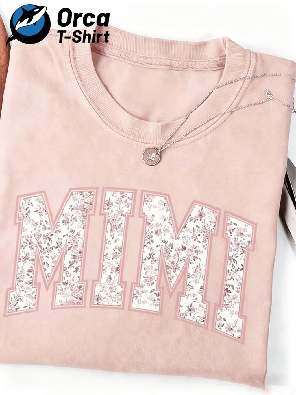 Floral MIMI Print Women T-Shirt Short Sleeve Loose Crew Neck Casual Graphic Tee Breathable Lightweight Everyday Top