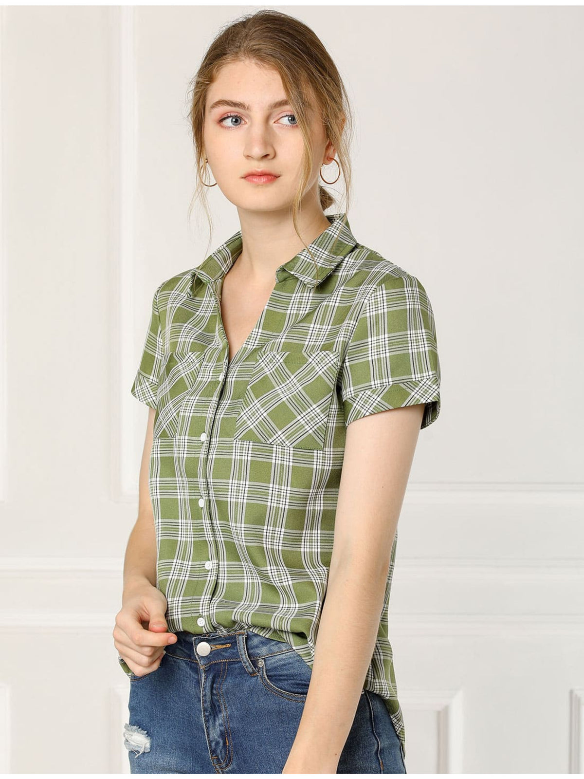 Western Plaid Button Shirt for Women | Classic Flannel Checkered Long Sleeve Top | Casual Country Style Blouse | Machine Washable Women's Plaid Shirt