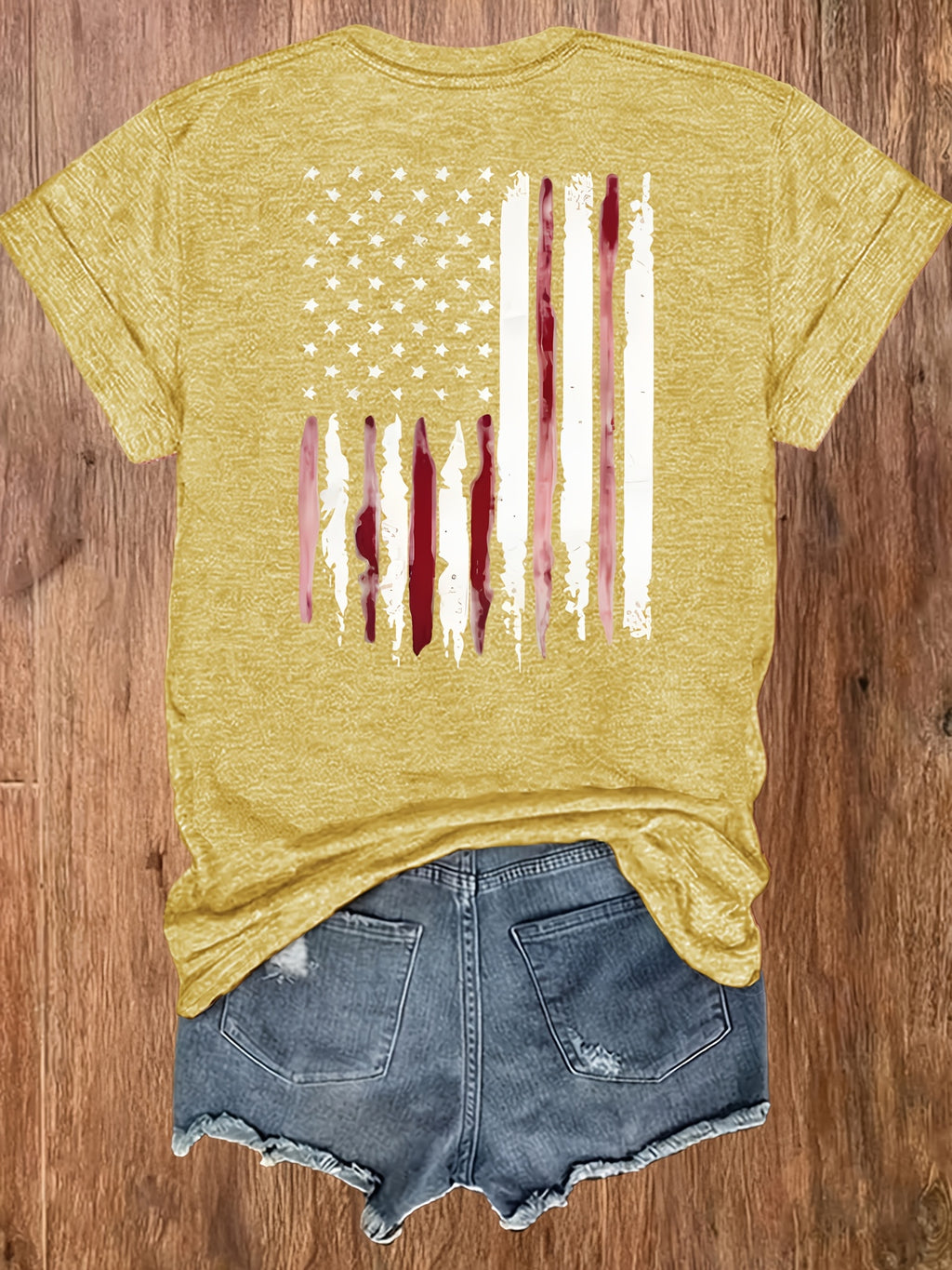 American Flag Print T-Shirt Women Patriotic Graphic Tee Short Sleeve Crew Neck | Fireworks USA Print Lightweight Breathable Top for 4th of July Summer Daily Wear