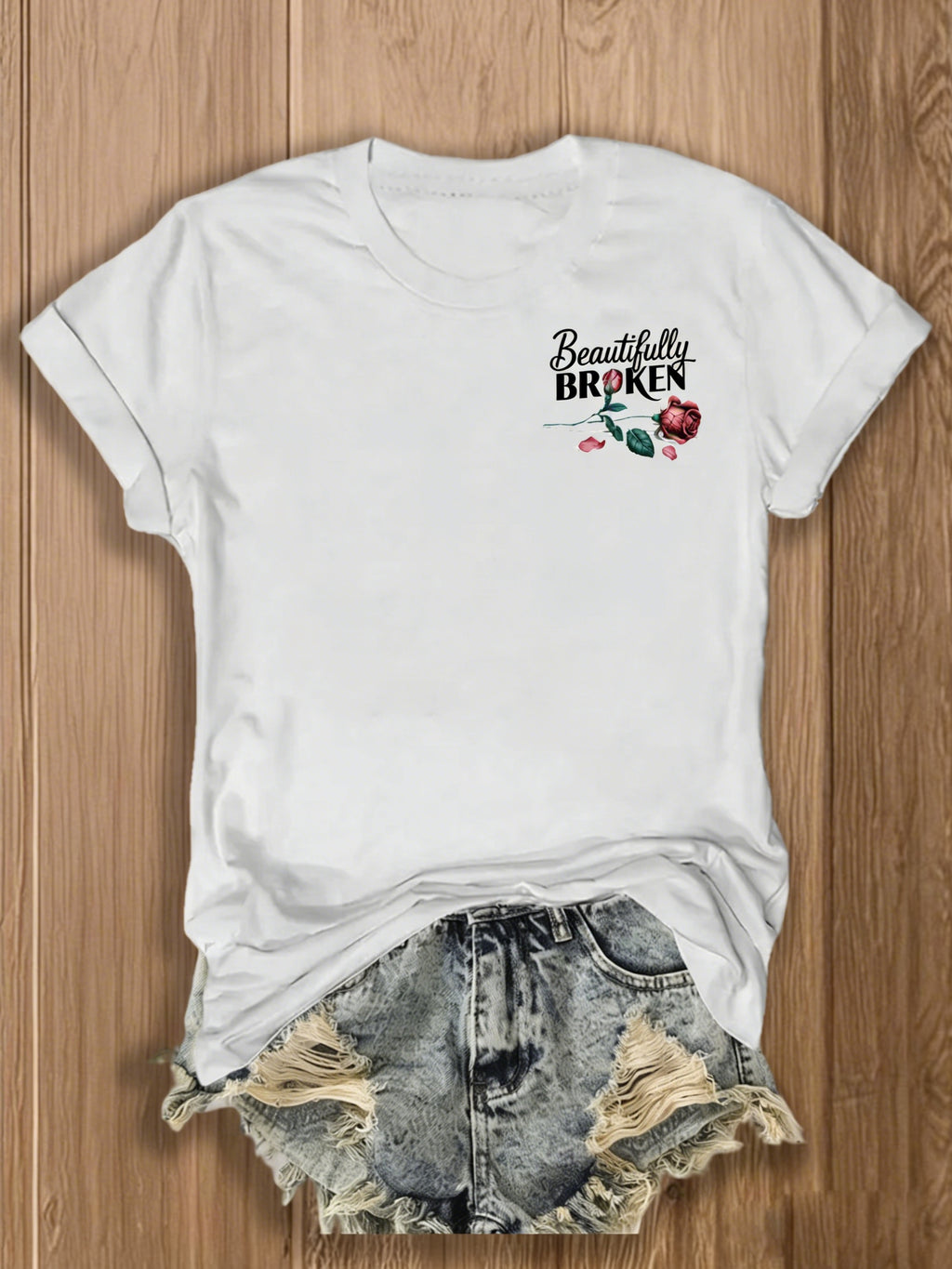 Inspirational Graphic Tee Women Floral Print Double Sided T-Shirt Casual Motivational Blend Top Gift XS-XL