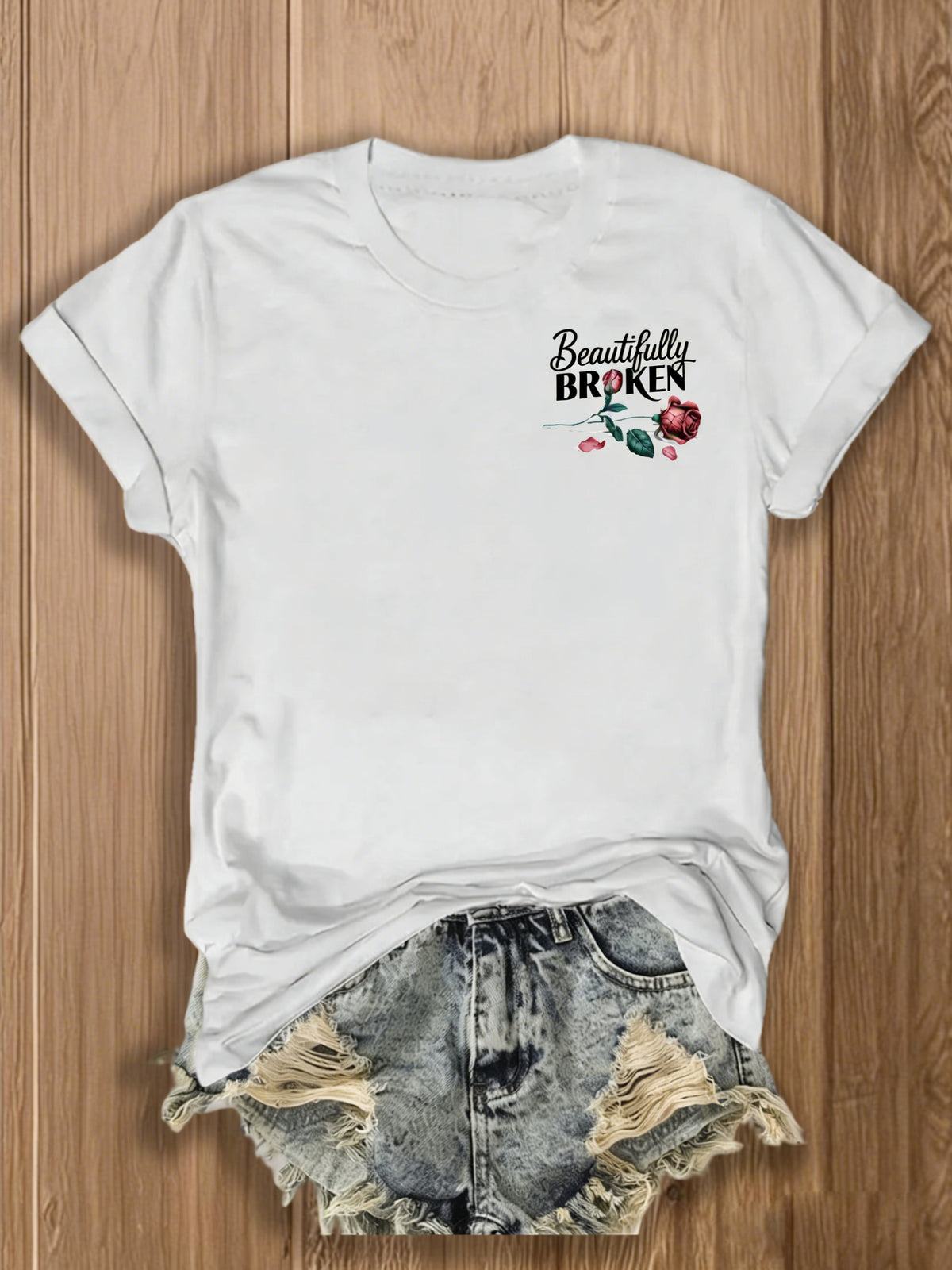 Inspirational Graphic Tee Women Floral Print Double Sided T-Shirt Casual Motivational Blend Top Gift XS-XL