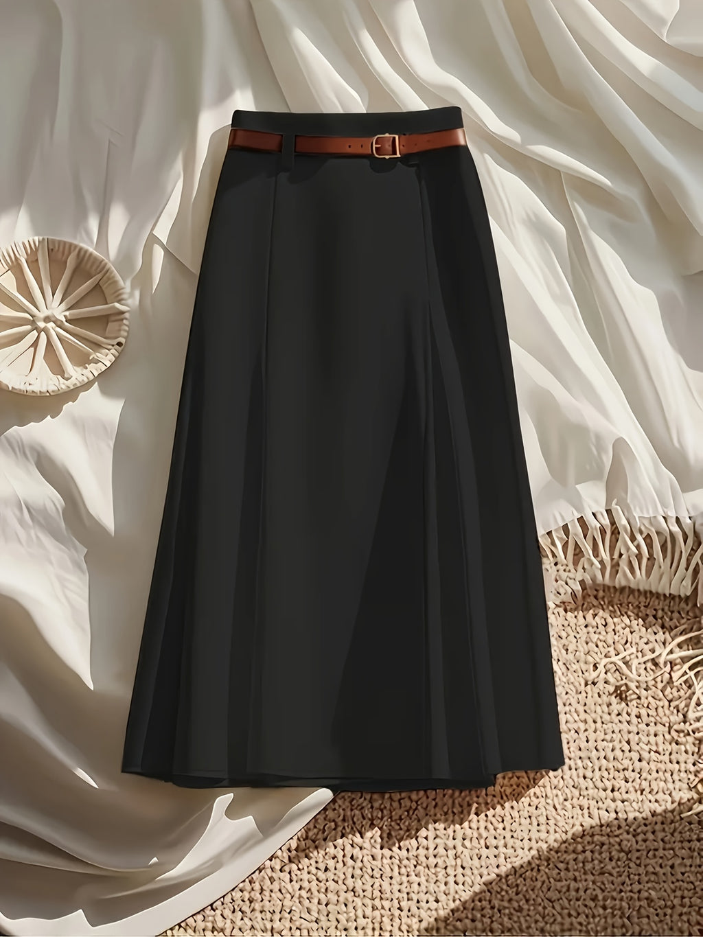 Elegant A-Line Skirt Women Solid Color Slim Fit High Waist Machine Washable All Season Office Casual S-XXL