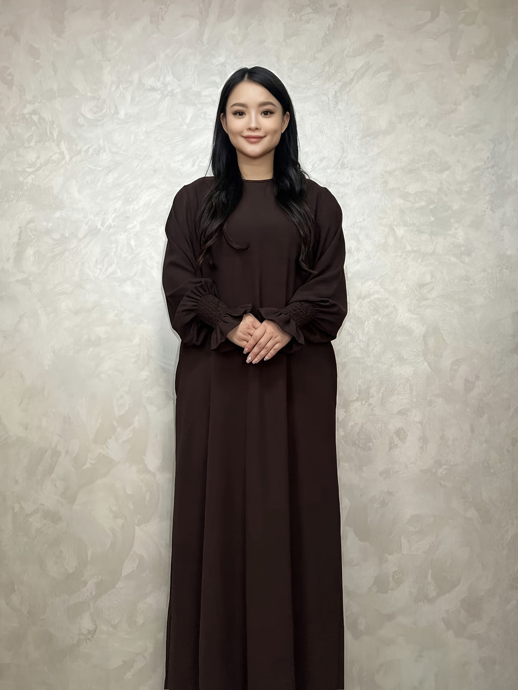 Soft Crepe Abaya with Pocket Muslim Women Prayer Abaya Solid Color Woven Fabric Modest Dress Sizes S M L Multiple Colors Everyday Wear
