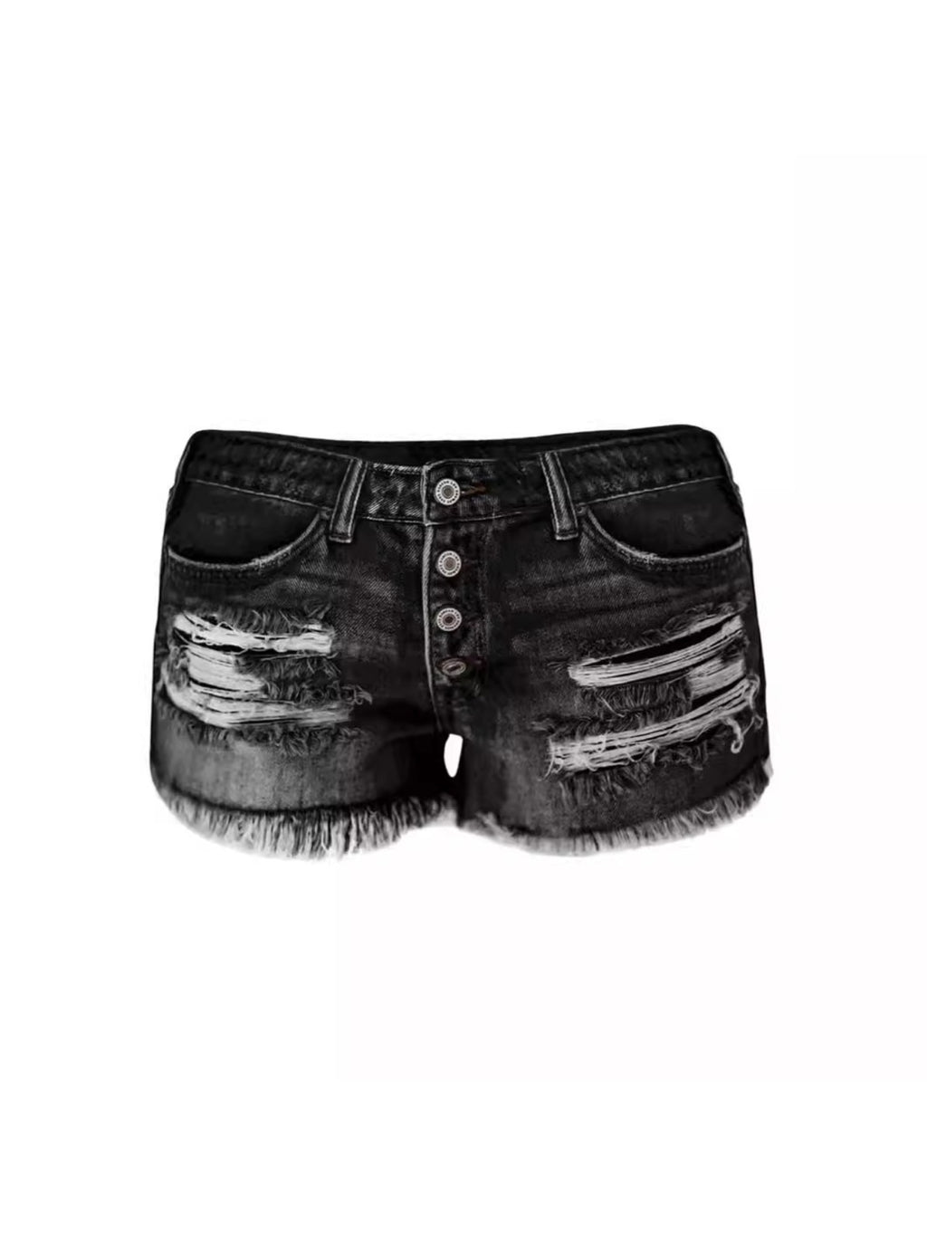 Ripped Denim Shorts for Women High Waist Distressed Raw Hem Stretch Vintage Casual Streetwear Short Jeans Blue Grey S-XXL