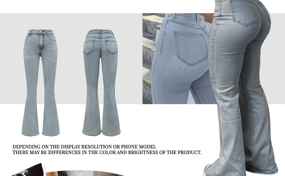 Women's Y2K Straight Leg Denim Pants High Elastic Vintage Street Style Solid Color Long Jeans Versatile Trendy Fashion Bottoms