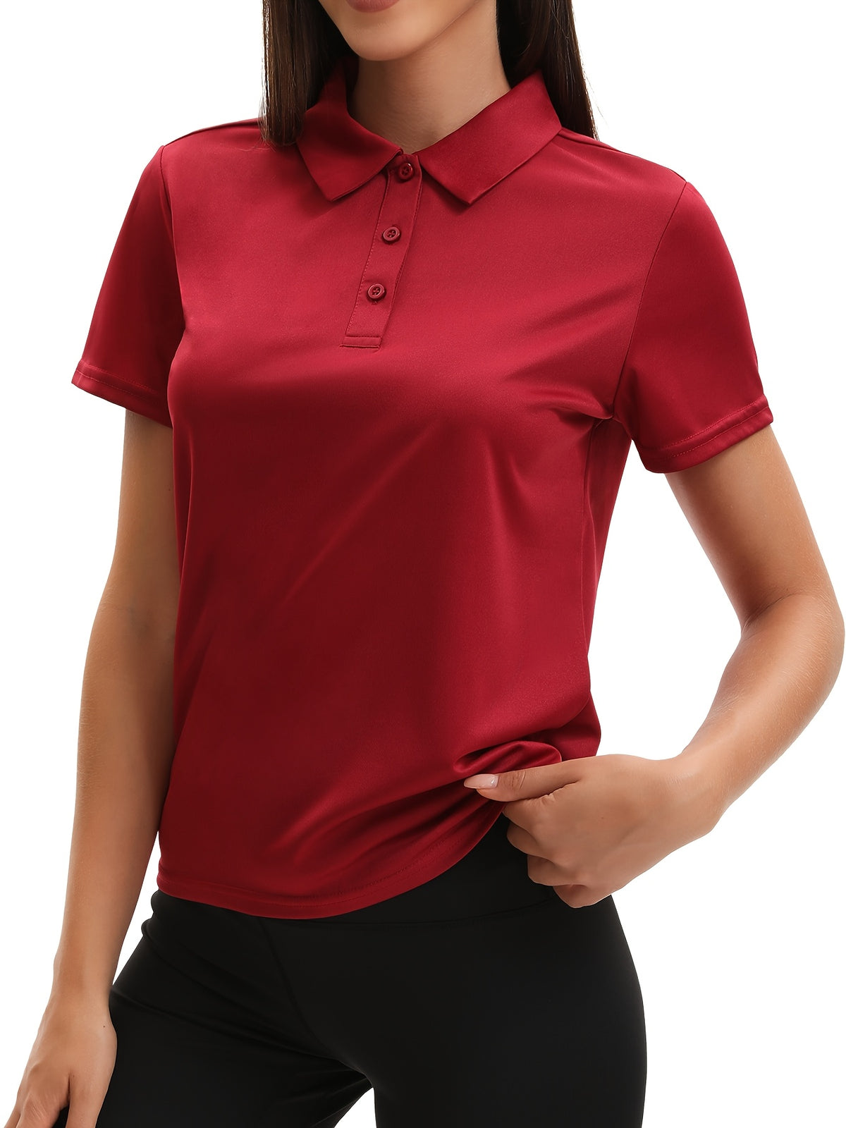 5 Pack Women's Polo Shirts Short Sleeve 3-Button Collared Moisture-Wicking Uniform Tops Work Casual Spring Summer Fall 100% Polyester