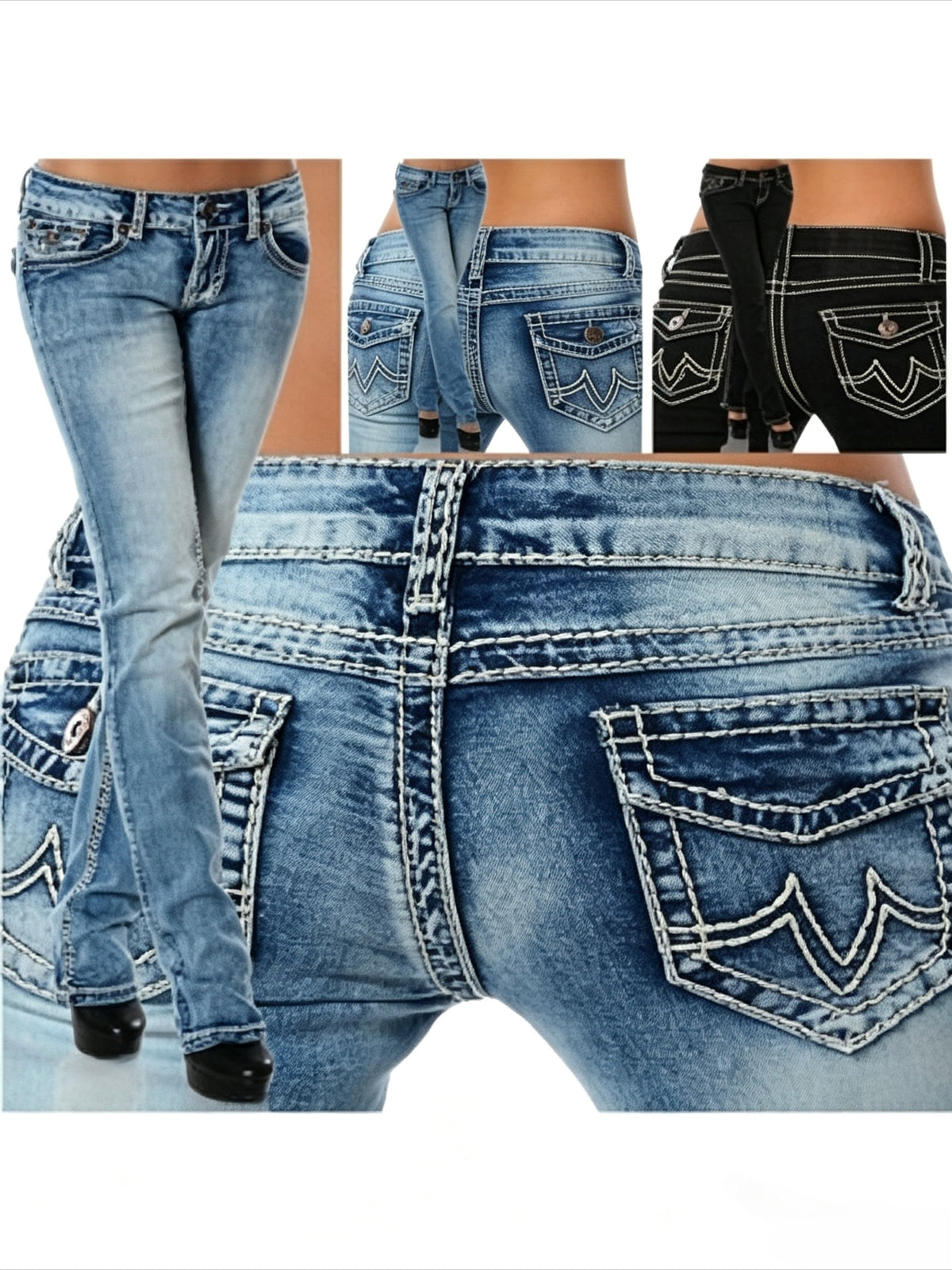 Embroidered High Waist Slim Straight Leg Jeans Women Fashion Denim Pants Hugging Fit Blue S-XXL