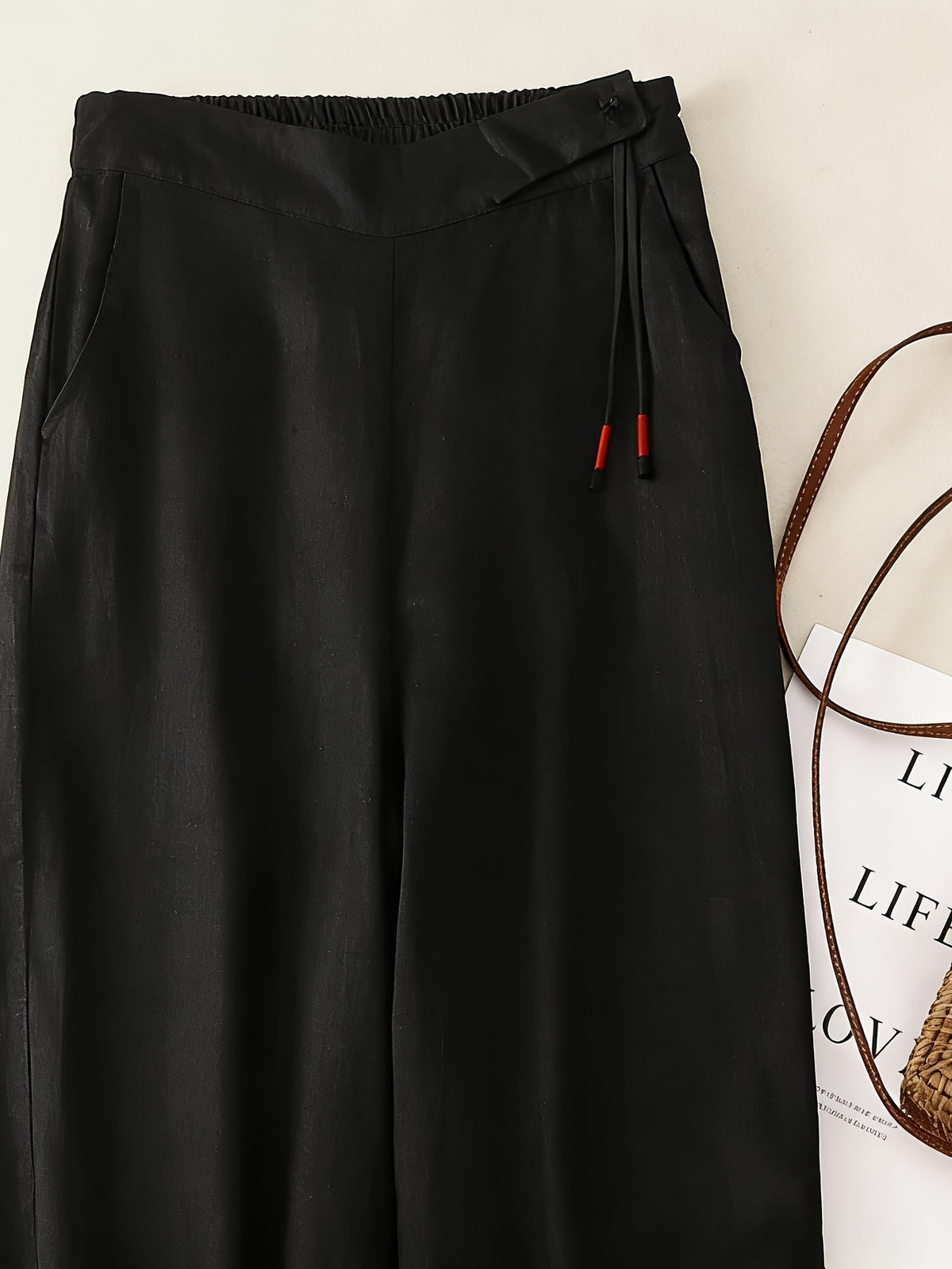 Retro Wide Leg Pants Women High Waist Loose Drape Casual Vintage Style Flowy Trousers Spring Summer Comfortable