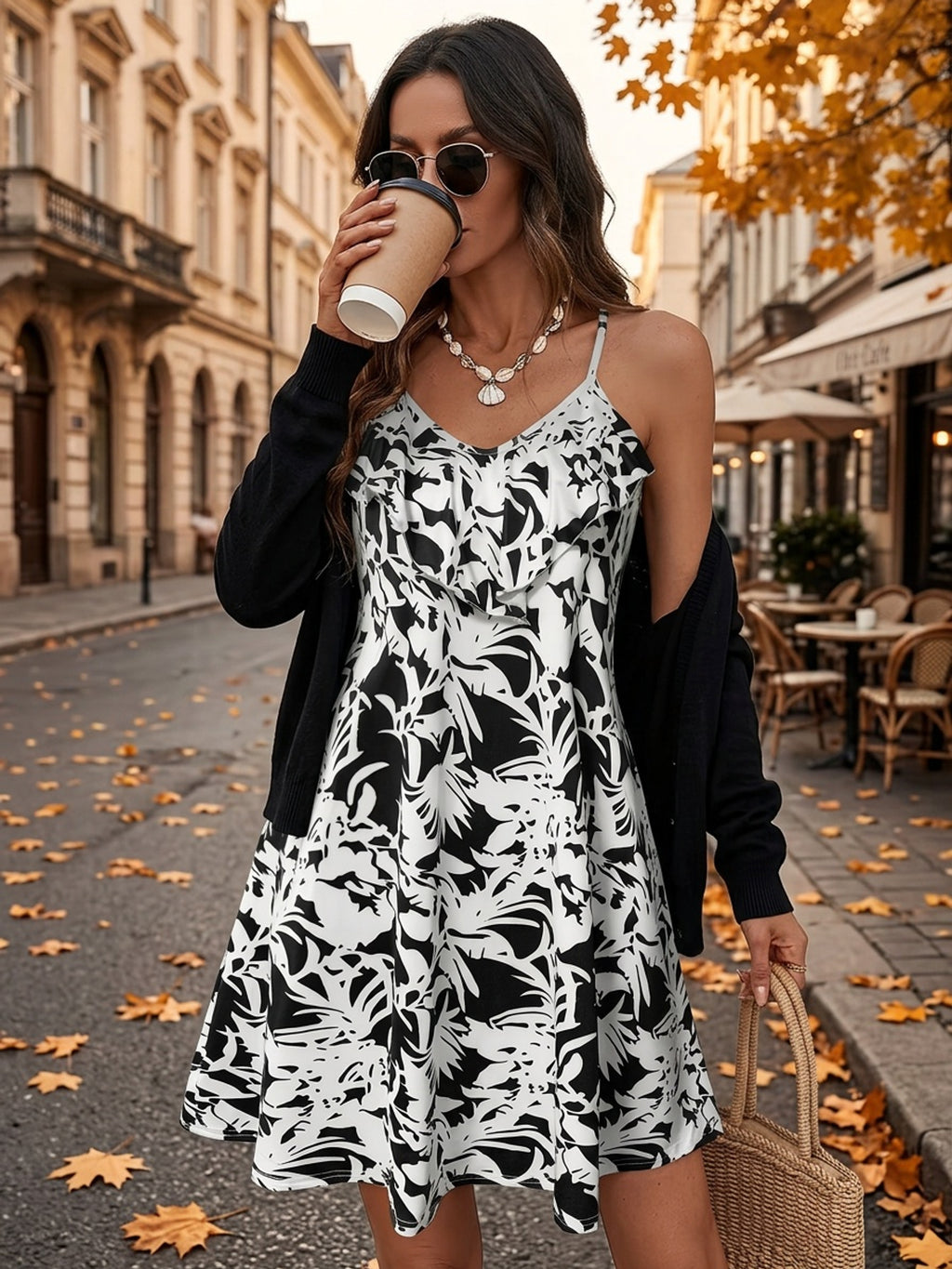 Off Shoulder Slip Dress Women Tropical Print Ruffle Detail Elegant Vacation Spring Summer Polyester Knit S M L XL XXL