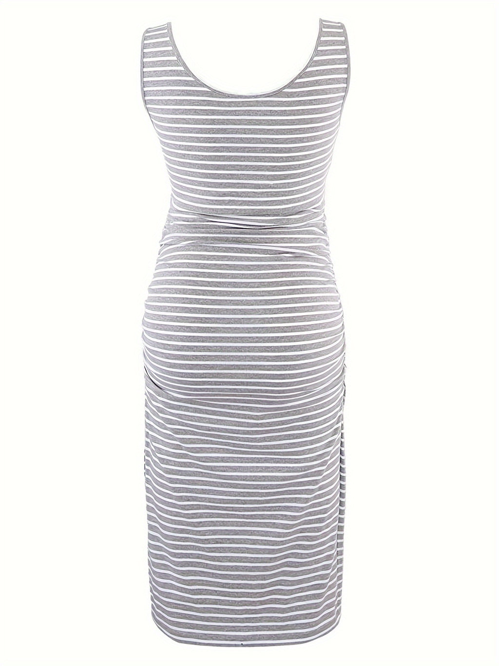 Maternity Dress Sleeveless Women Summer Side Ruched Scoop Neck Pregnancy Bodycon Casual Dress Soft Jersey Mama Clothes
