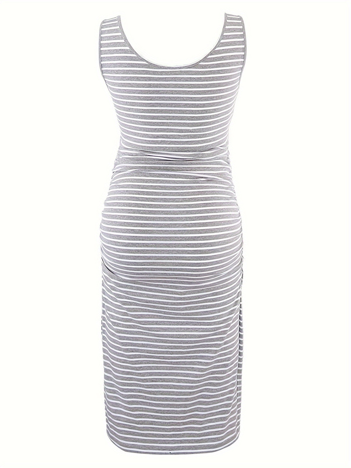 Maternity Dress Sleeveless Women Summer Side Ruched Scoop Neck Pregnancy Bodycon Casual Dress Soft Jersey Mama Clothes