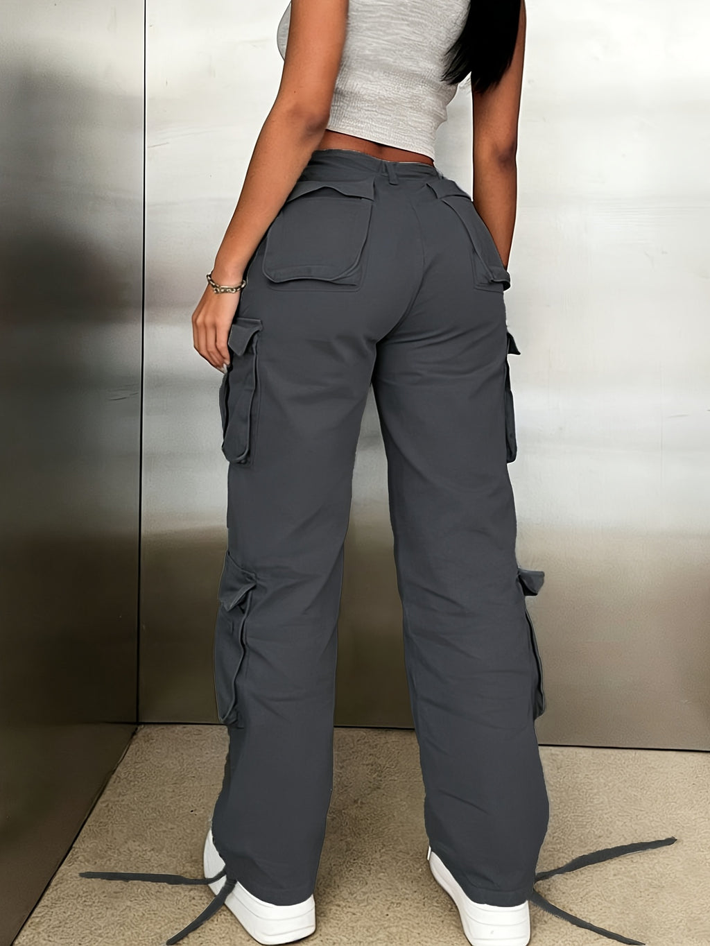 Y2K Washed Work Pants Women Multi Pocket Retro Street Travel Casual Vintage Style Basic Trousers Chic