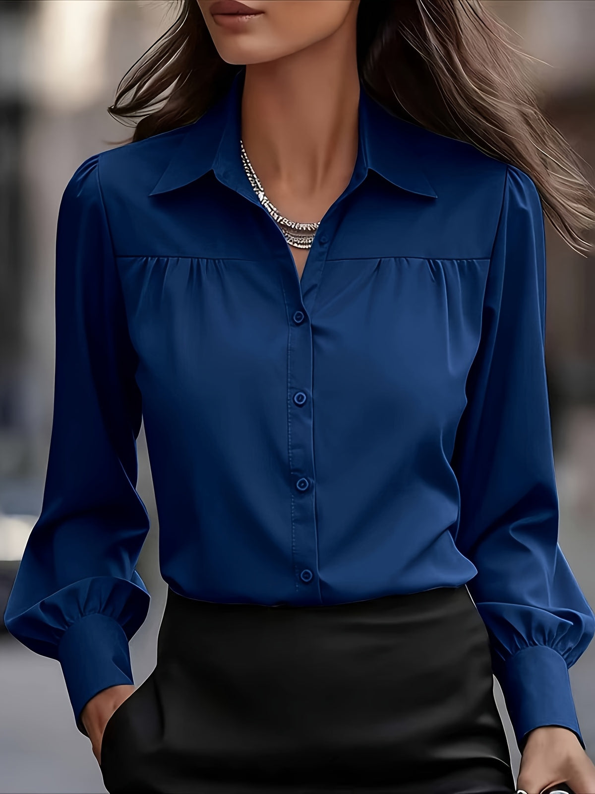 Women's Long Sleeve Loose Blouse Casual Fashion Spring Top Relaxed Fit Lightweight Shirt