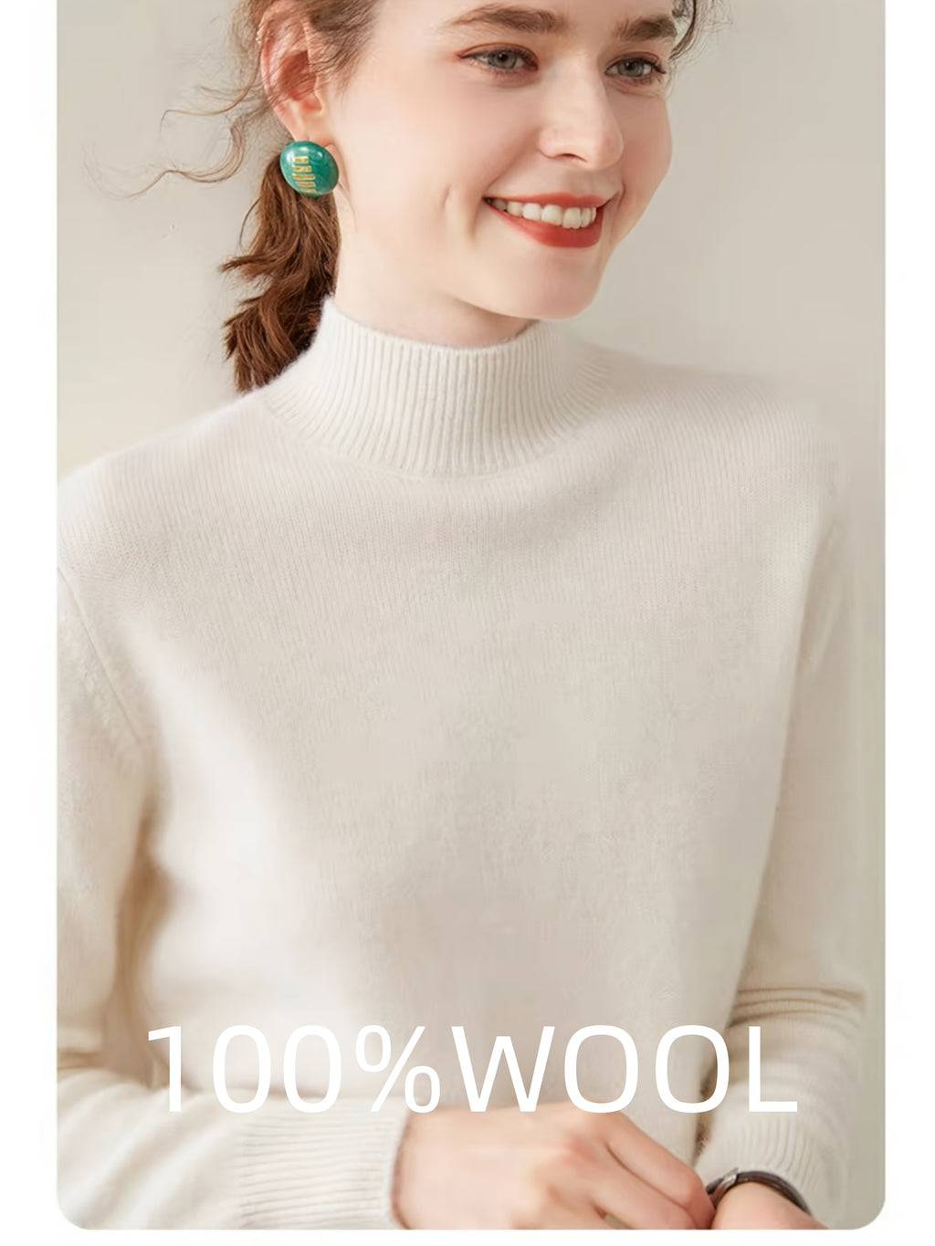 Women Oversized 100% Wool Sweater Round Neck Raglan Sleeve Thick Pullover H-Line Silhouette Solid Color Cozy Fall Winter Layering Knit Top