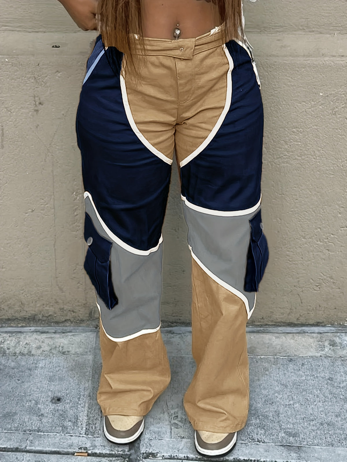 Women's Fashion Long Overalls Casual Bib Pants Khaki Royal Blue Camel XS XL XXL