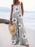 Printed Long Overalls for Women Square Neck Casual Vacation Bib Pants Multicolor Floral Graphic Wide Leg Loose Fit Jumpsuit S-XXL